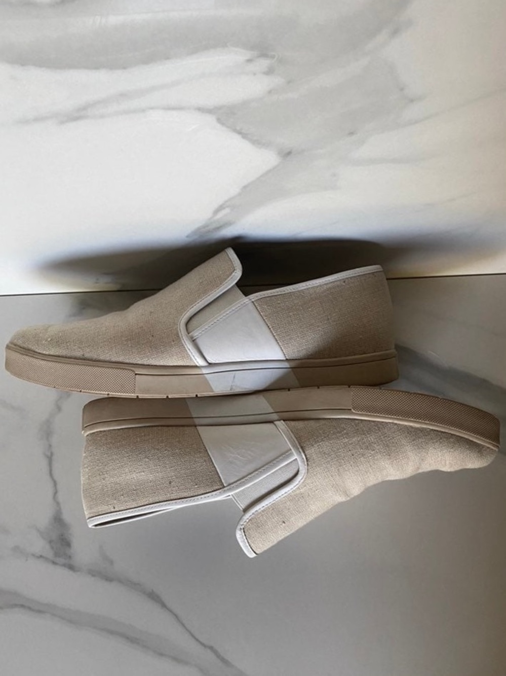 Vince Phalen Pointy Toe Leather Slip-on Sneaker Sz 9 Neutral Coastal Summer